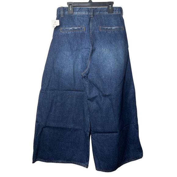 PRPS Women's Gaucho Cropped Wide Leg Jeans Dark Wash 100% Cotton Size 26 New - Picture 14 of 16